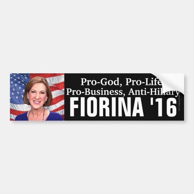 Pro-Gud Anti-Hillary Carly Fiorina 2016 Bildekal (Framsidan)
