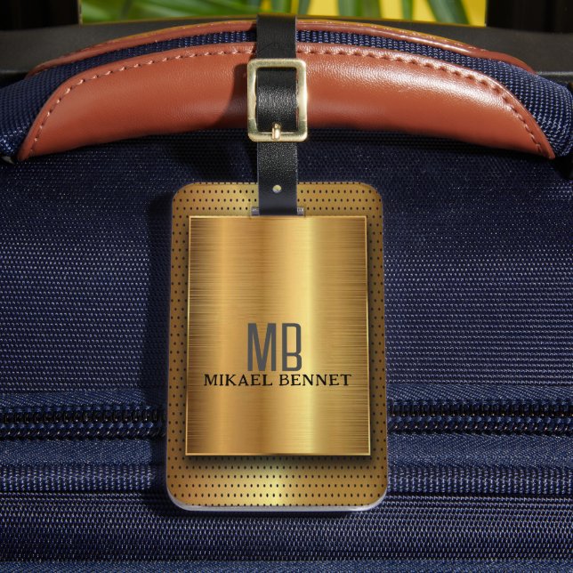 PRO Guld Borstat Metalliskt Bagage Märke Bagagebricka (Framsida Insitu 2)