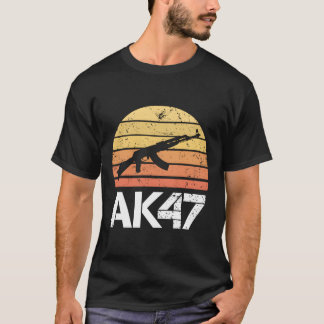 Pro Gun 2:e ändring Ak47 Rifle Retro Sunset T Shirt