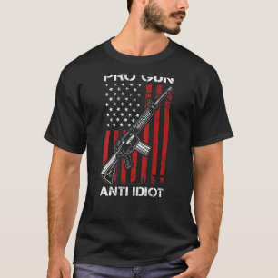 Pro Gun Anti-Diot AR15 USA flagga 2:a ändringen OM T Shirt