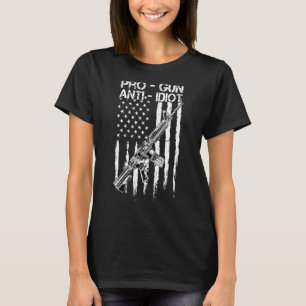 Pro Gun Anti Idio Vintage USA flagga 2:a tillägget T Shirt