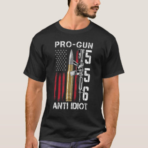 Pro Gun Anti-Idiot Gun Högers Pro 2A American Flag T Shirt