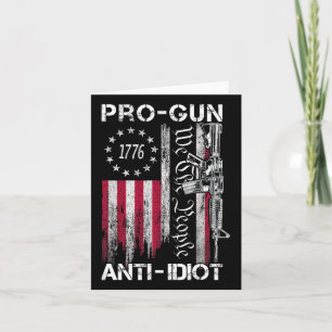 Pro Gun Anti Idiot Tröja Vintage Usa Flagga 2:a Am Kort