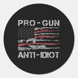 Pro Gun Anti Idiot Tröja Vintage Usa Flagga 2:a Am Runt Klistermärke