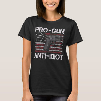 Pro Gun Anti Idiot Vintage USA flagga Gun Högers C T Shirt