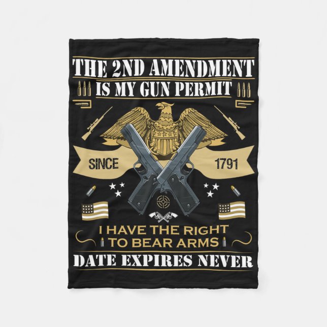 Pro Gun Second Amendment är mitt vapenlicens Usa A Fleecefilt (Framsidan)
