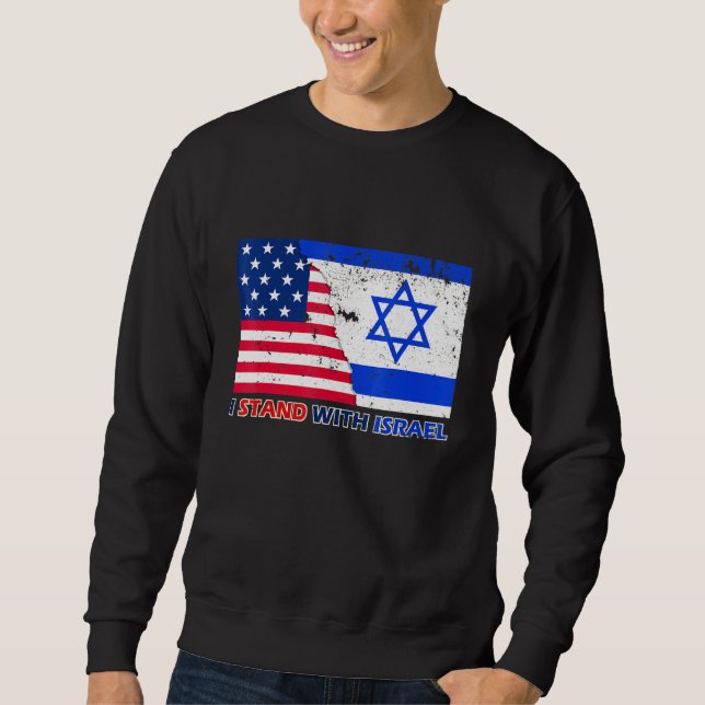 Pro Israel Supporter jag står med Israel Patriotic Lång Ärmad Tröja (Framsida)