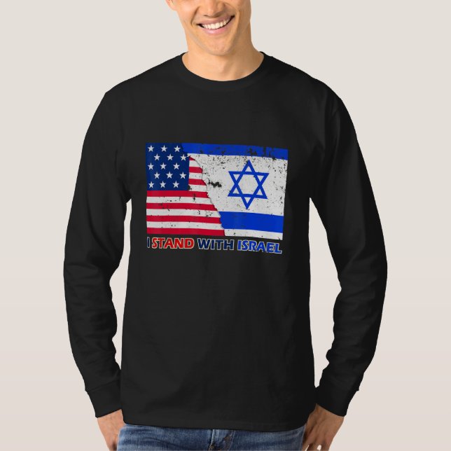 Pro Israel Supporter jag står med Israel Patriotic T Shirt (Framsida)
