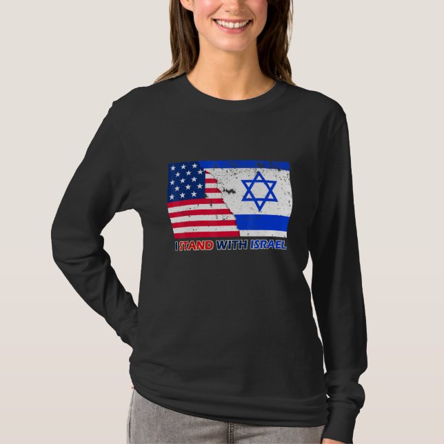 Pro Israel Supporter jag står med Israel Patriotic T Shirt (Framsida)