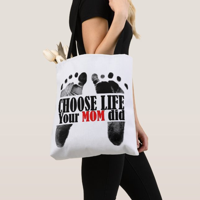 Pro-Life-citat med fotavtryck från bebis Tygkasse (Närbild)
