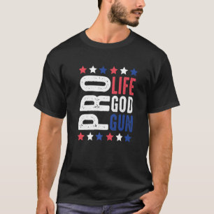 Pro Life God Gun Patriotic Stars och stripes 2nd A T Shirt