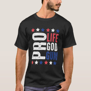 Pro Life God Gun Patriotic Stars och stripes 2nd A T Shirt