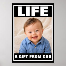 Pro-Life Leende Down Syndrom Pojke Liv Gåva Poster