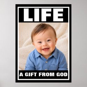 Pro-Life Leende Down Syndrom Pojke Liv Gåva Poster