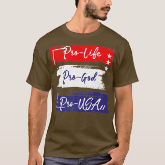 Pro Life Pro God Pro USA Prolife Flag Catholic T Shirt