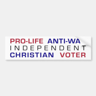 Pro-liv Anti-krig oberoende kristen väljare Bildekal