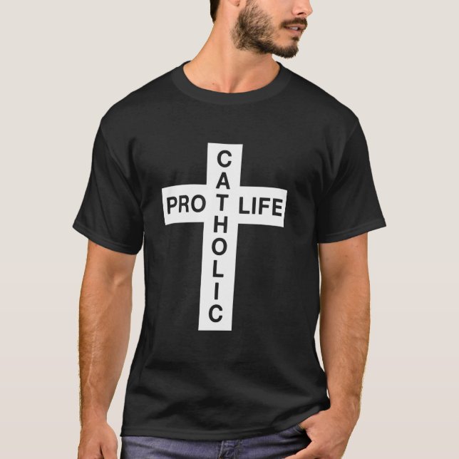 Pro Liv Katolik - Korsgrafik T Shirt (Framsida)