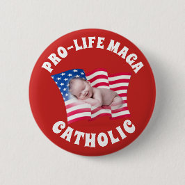 PRO-liv MAGA KATOLIK med babyen och amerikanska Knapp