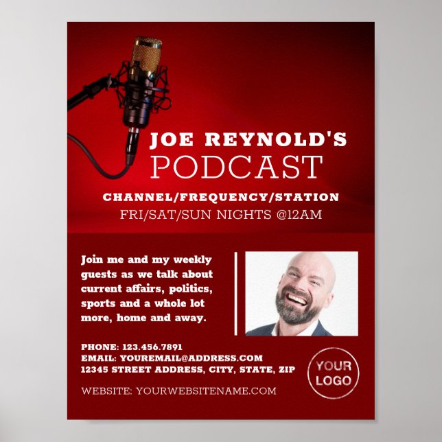 Pro Microphone, Podcaster, Podcast Advertising Poster (Framsidan)