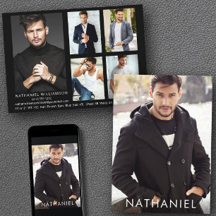 Pro Model Actor 6 Photo Modern Comp Card Inbjudningar