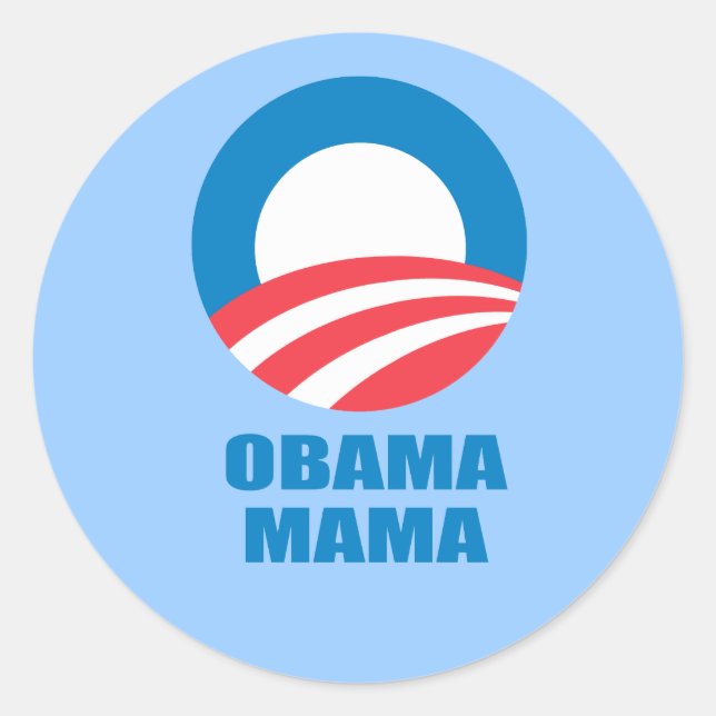 Pro-Obama - OBAMA MAMMA Runt Klistermärke (Framsida)