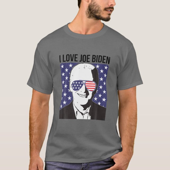 Pro President Joe Biden USA flagga Sunglasses I Kä T Shirt (Framsida)