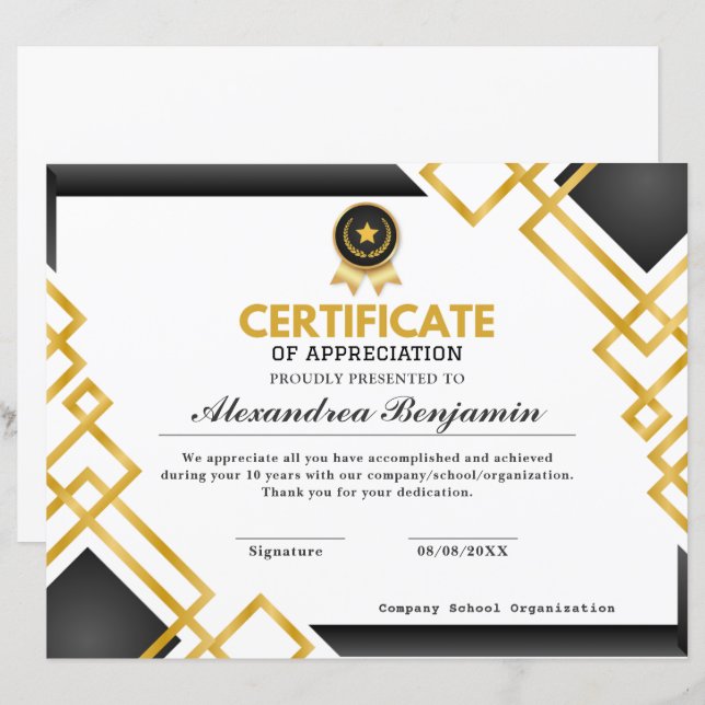 pro Prestationsbedömningscertifikat (Fram/baksida)