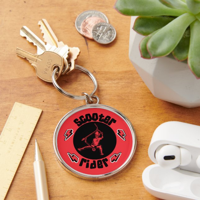 Pro Scooter Free Rider-trick Rund Silverfärgad Nyckelring (Skrivbord)