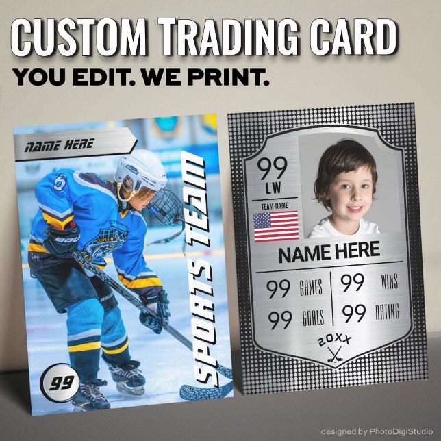 Pro Shield Hockey Trading Card Hockey Player-kort (Custom Hockey Trading Card, Silver Shield Player Card)