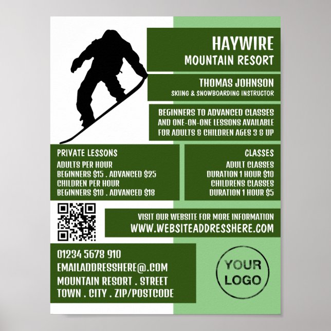 Pro Snowboarder, Ski/Snowboarding Lessons/Classes Poster (Framsidan)