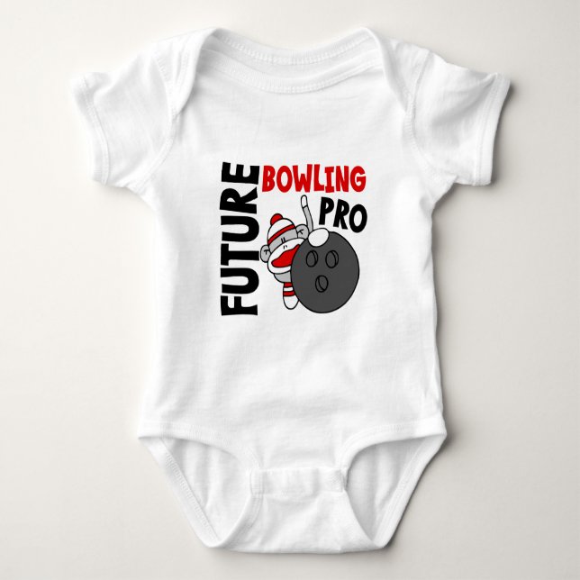 Pro sock monkey för framtida bowling t shirt (Framsida)