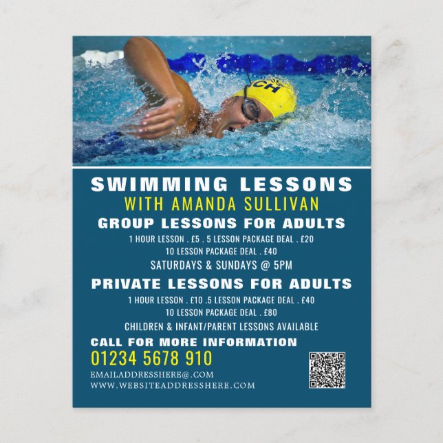 Pro Swimmer, Swimming Lesson Advertising Flyer (Framsidan)