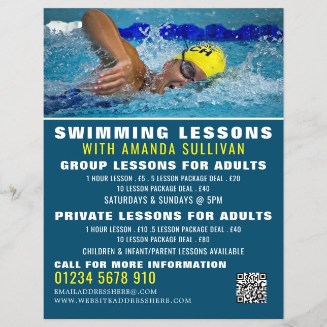 Pro Swimmer, Swimming Lesson Advertising Flyer (Framsidan)