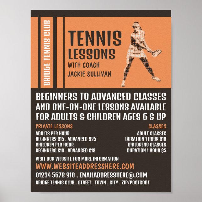 Pro Tennis Player, tennis Lessons/Classes Advert Poster (Framsidan)