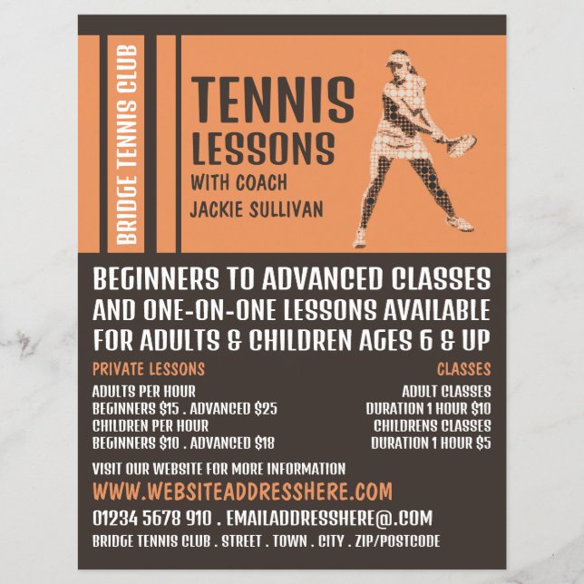 Pro Tennis Player, tennis Lessons/Classes Advert Reklamblad (Framsidan)