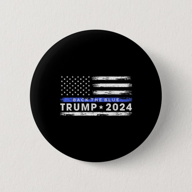 Pro Trump 2024 bakom blå tunn blå linje Knapp (Framsida)