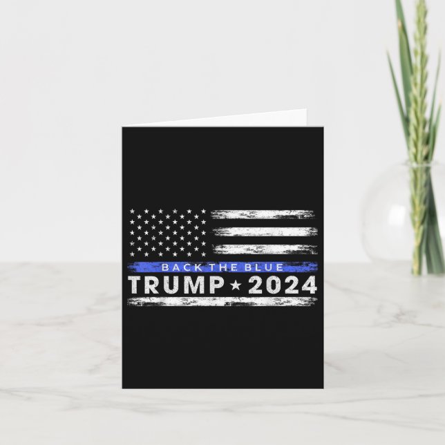 Pro Trump 2024 bakom blå tunn blå linje Kort (Framsida)
