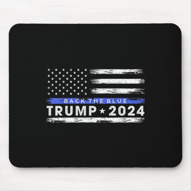 Pro Trump 2024 bakom blå tunn blå linje Musmatta (Framsidan)