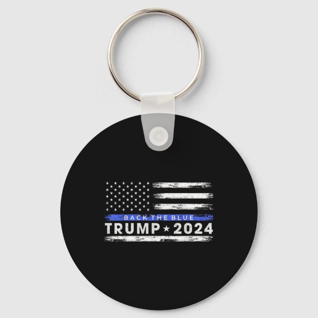 Pro Trump 2024 bakom blå tunn blå linje Nyckelring (Framsida)