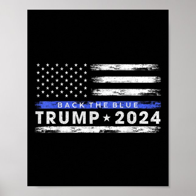 Pro Trump 2024 bakom blå tunn blå linje Poster (Framsidan)