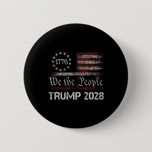 Pro Trump 2028 President America US Flagga Retro 4 Knapp