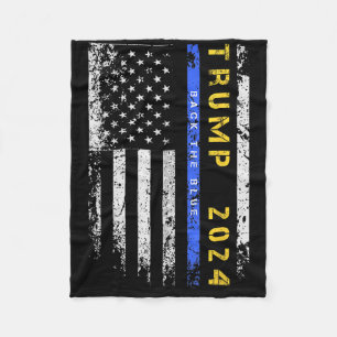 Pro Trump 47 2024 Bakåt blått tunt blått radmärke Fleecefilt