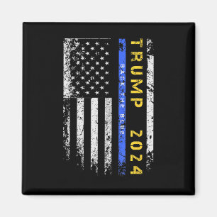 Pro Trump 47 2024 Bakåt blått tunt blått radmärke Magnet