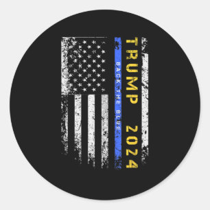 Pro Trump 47 2024 Bakåt blått tunt blått radmärke Runt Klistermärke