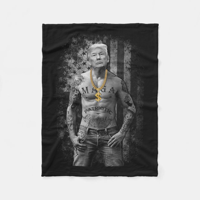 Pro Trump Patriotic Gangster - antiliberal republ Fleecefilt (Framsidan)