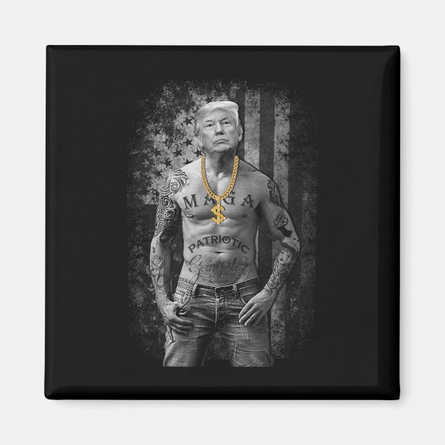 Pro Trump Patriotic Gangster - antiliberal republ Magnet (Framsidan)