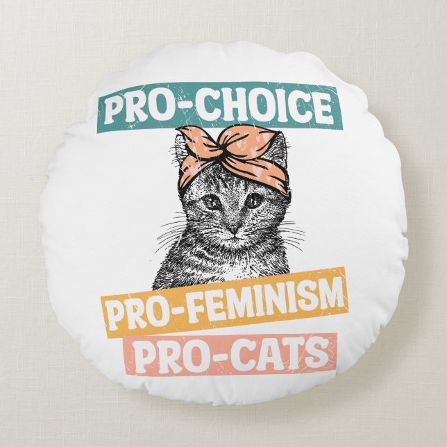 Pro-val för feminism Pro Cats Rund Kudde (Framsidan)