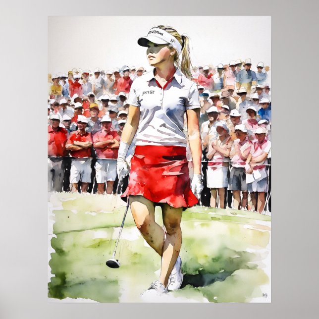 Pro Woman Golfer - Golf Art-utskrift Poster (Framsidan)