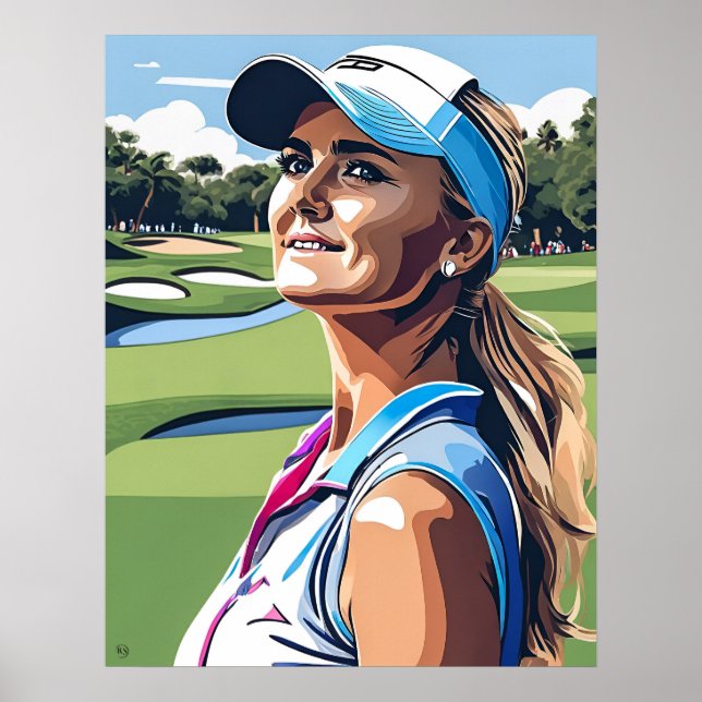 Pro Woman Golfer - Golf Art-utskrift Poster (Framsidan)