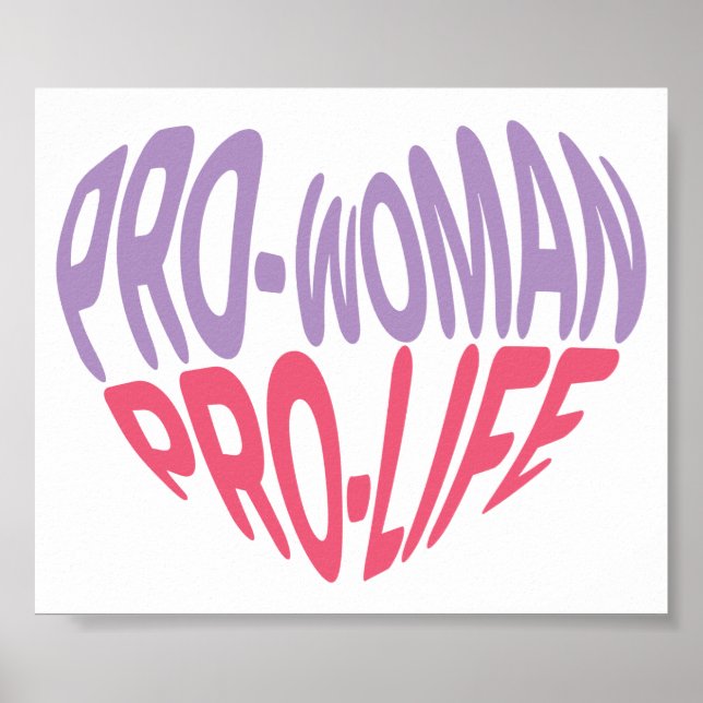 Pro Woman Pro Life-Hjärtformade typografi Poster (Framsidan)